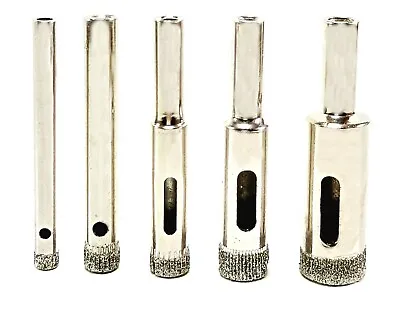 5 Pcs Diamond Drill Bit Set 3/16 1/4 5/16 3/8 1/2 Inch Glass Granite Tiles • $14.45