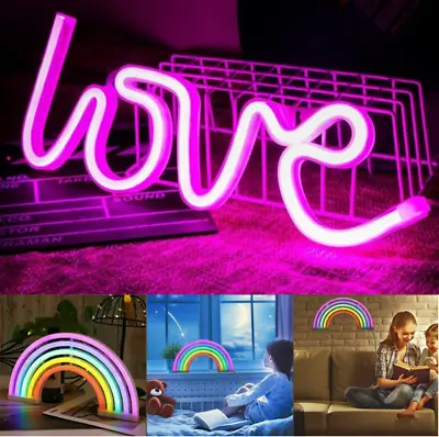 Love Sign Neon LED Light Neon Rainbow Night Light Lamp Wall Decor For Kids Room • £8.29