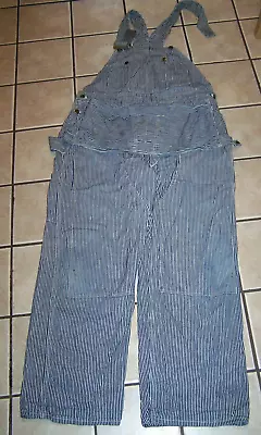 VINTAGE 1940/50's HERCULES HICKORY STRIPED BIB CARPENTER OVERALLS W/ POUCH • $315