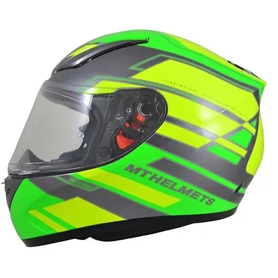 MT Revenge Zusa Full Face Motorcycle Motorbike Helmet Gloss Green Fluo Yellow • $87.14