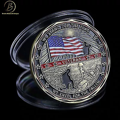 US Military Veteran Stand For The Flag Kneel For The Fallen Challenge Coin • $9.08