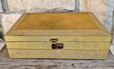 MELE Jewelry Box Light Gold Vintage MCM 2 Tier Auto Drawer Mid Century Modern • $26.99