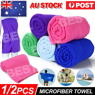 $8.45 • Buy Microfiber Bath Beach Towel Gym Sport Footy Travel Yoga Swimming Drying 70x140cm