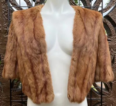 Mink Fur Stole Cape Vintage Soft Brown Fur Label Authority • $45