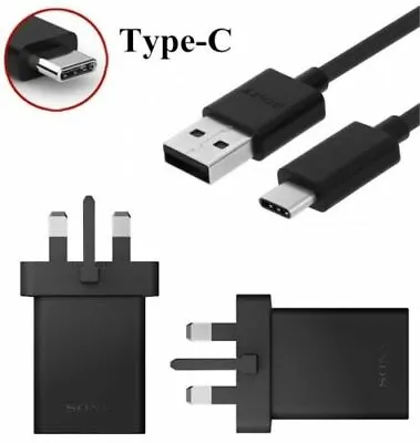 Sony Wall Fast Charger Plug OR USB Type-C Cable For Xperia Pro-I XA2 Plus XZs L4 • £3.49