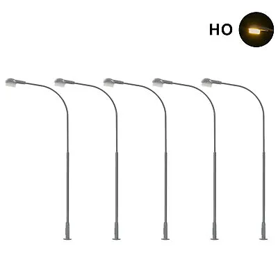 5pcs Model Trains HO Scale 1:87 Metal Street Light Lamps Warm White LEDs Cover • $10.99