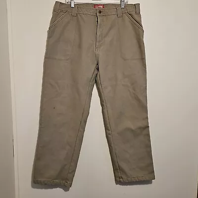 Coleman Men’s Fleece Lined Work Pants 39 X 30.5 Beige Tan Carpenter • $15.40