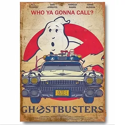 Ghostbusters Retro Movie Print Who You Gonna Call?  On Sheet Metal Sign Vintage • £3.99