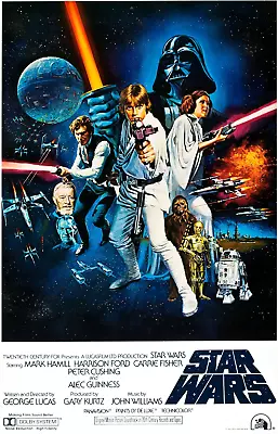 1977 Star Wars Episode IV A New Hope Movie Poster Print Darth Vader Luke 🍿 • $7.95
