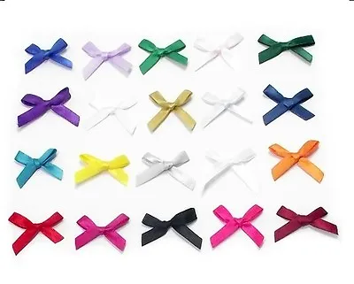 NEW 7mm Satin Mini Ribbon Bows - Single Colour Or Mixed In Packs Of 10 Or 100 • £1.49