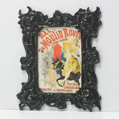 Dollhouse Miniature French Moulin Rouge Poster In An Ornate Victorian Black Met • $12.99