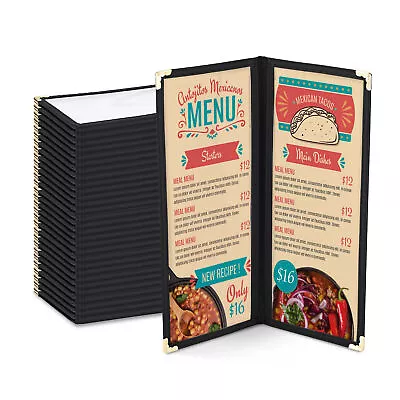 WeChef 30 Pack Restaurant Menu Covers 4.25 X11  Double Fold 2 Pages 4 Views Cafe • $65.90