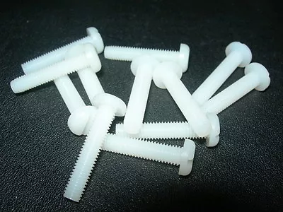 £3.79 • Buy Pack Of 10 M2,M2.5,M3,M3.5, M4,M5,M6 NYLON(Plastic) PAN Slot Head Screws Bolts 