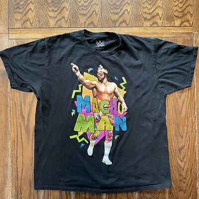 Macho Man Randy Savage Black T Shirt Men’s Size XL Wrestling WWE Neon Graphic • $19.95