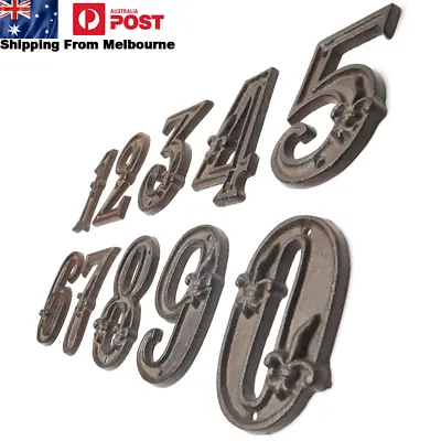 Heavy Cast Iron Vintage Design Rustic Brown House Numbers 0-9 Appro 120MM  • $10.95
