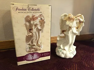 Classic Treasures Porcelain Wind Up Musical Angel Sculpture Figurine With Flute • $29.99