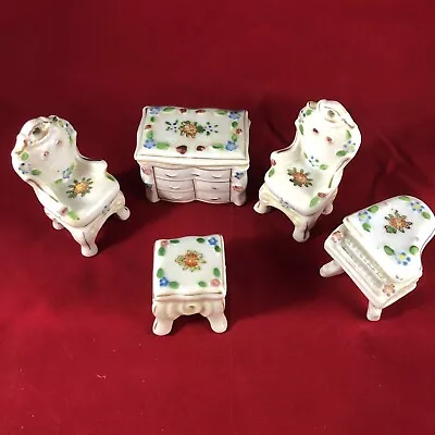 Vintage Miniature 5 Piece Doll House Furniture Set Piano Chest Occupied Japan • $45