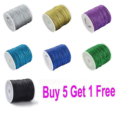 1mm 1.5mm Metallic Lurex Braided Cord Thread String - Choose Length - UK Seller • £1.29