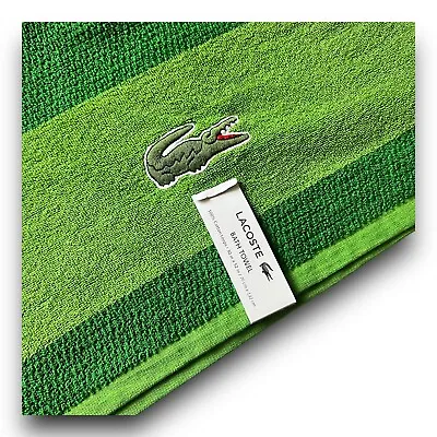 Lacoste Signature Croc Logo Bath Towel  - Green - 100% Cotton 30  X 52  In • £31.09