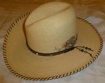 VTG CHARLIE 1 HORSE Cowboy Hat Feather Leather Band Beads Size 7 OR 56 Custom • $75