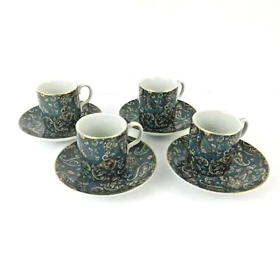 Miniature Tea / Espresso Cups And Saucers Set Of 4 Paisley Design Made In Japan • $19.97