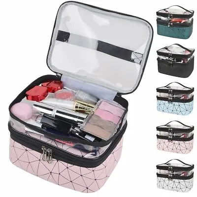 Waterproof Makeup Bag Double Layer Travel Cosmetic Case Make Up Organizer Clear • $8.99