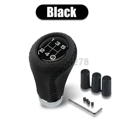 Leather 5 Speed Manual Shift Knob Gear Stick Shifter Lever Universal Aluminum US • $13.98