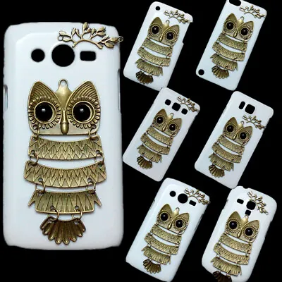 $9.31 • Buy For Phones 3D Retro Bronze Owl Branch Leaves White Back Hard Skin Case Cover