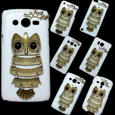 For Phones 3D Retro Bronze Owl Branch Leaves White Back Hard Skin Case Cover • $9.31