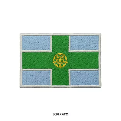 £2.49 • Buy DERBYSHIRE County Flag Embroidered Patch Iron On Sew On Badge For Clothes Etc
