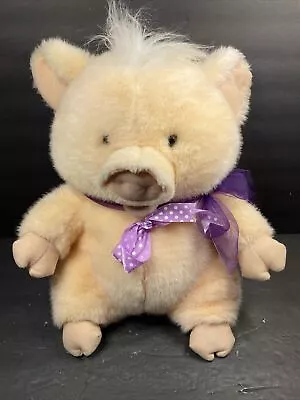 Sanrio Zashikibuta ? Pig Plush Toy Doll 15” Purple Ribbon Bow Collar Electronic • $49.95