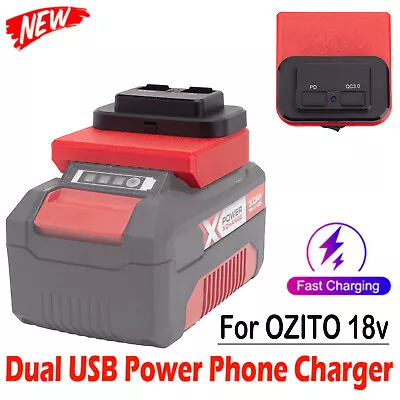 Fast USB Power Phone Charger Adapter For OZITO 18V Battery PD & QC 3.0 Dual Port • $33.85