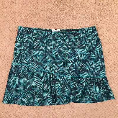 Made For Life Skort XL Plus Size Short A-Line Green Geometric • $11.99