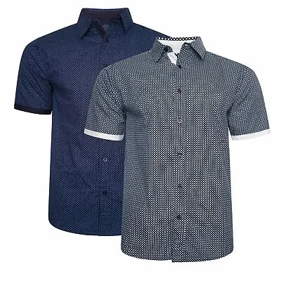Mens Designer Short Sleeve Stylish Cotton All Over Print Summer Casual Shirt Top • $11.09