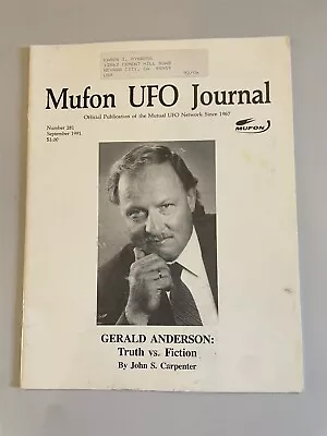 Mutual UFO Network MUFON Journal #281 September 1991 Alien Gerald Anderson • $11.49