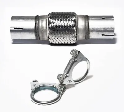 $34.95 • Buy Heavy Exhaust Flex Tube Pipe Stainless Steel Double Braided With 2 Screw Clamps