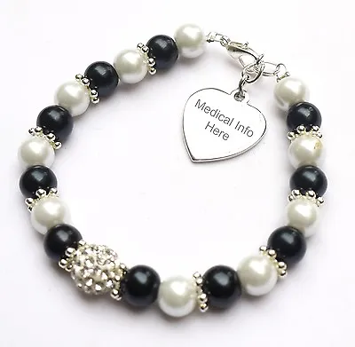 Personalised Engraved Handmade Stylish Medic Pearl Bracelet Jewellery • £9.99