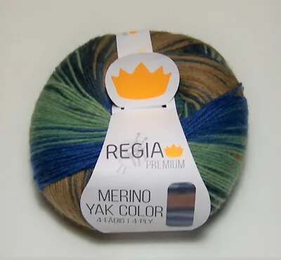 100gm Ball Of Regia Premium MERINO YAK COLOR Sock Knitting Yarn #8509 MEADOW • $23.95