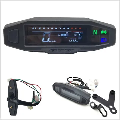 LCD Digital Motorcycle ATV Bar Gauge Odometer Speed LED Speedometer With Bracket • $42.20