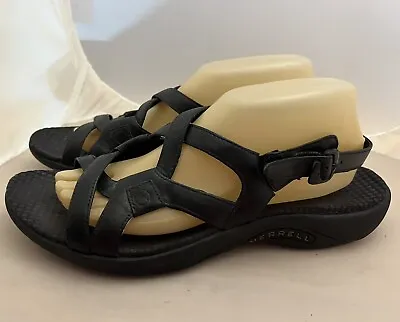 Merrell Agave Black Sandals Women’s Size 10 Leather Strappy Ankle Strap Buckle • $24.99