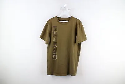 Vintage Oakley Mens Medium Distressed Spell Out Short Sleeve T-Shirt Olive Green • $31.45