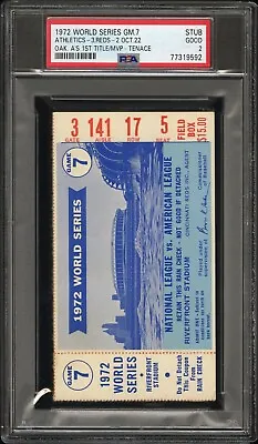 1972 World Series Game 7 A's Vs Reds Ticket Psa Oakland Clincher 1st Mlb Title • $240.74