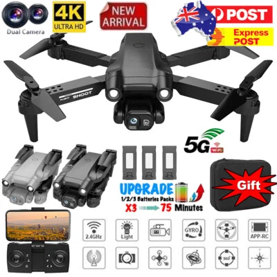 $35.71 • Buy 4K Drone With HD Dual Camera Drones WiFi FPV Foldable RC Quadcopter W/Battery AU