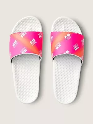 Victoria's Secret PINK Logo Slides Sandals Women's Size Medium (7-8) NEW SEALED • $24.99