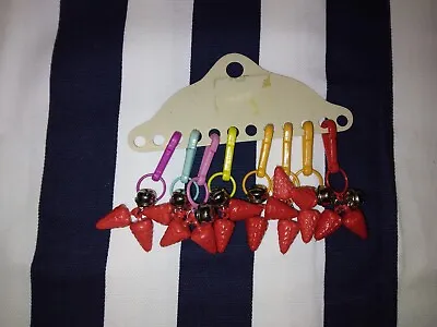 Choose 1 Vintage Plastic Clip On Strawberry Charm 80s Bell Charm Necklace NOS • $12.95