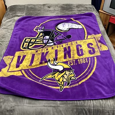 Vintage Northwest Minnesota Vikings Throw Blanket Purple Gold Soft Plush 58x49  • $24.90