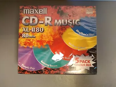 Maxell CD-R XL-11 80 Music / Audio 80 Mins 5 Pack Color Mix - Recordable Discs • £10
