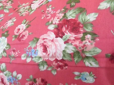 Gorgeous Vintage Baby PINK ROSES On PINK Cotton Barkcloth Pattern Fabric • $37.49