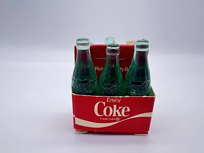 Miniature Coke Coca-Cola Bottles Green 6 Pack Carton 1970s Vintage • $12.99