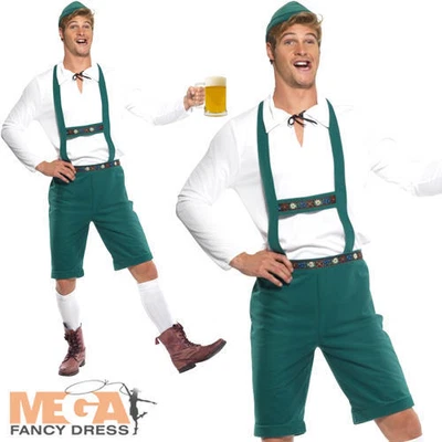 £14.99 • Buy Oktoberfest Mens Fancy Dress Bavarian German Beer Man Adults Lederhosen Costume